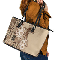 Samoa AIGA Mamanu Siapo Malu Motifs Leather Tote Bag