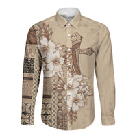 Samoa AIGA Mamanu Siapo Malu Motifs Long Sleeve Button Shirt