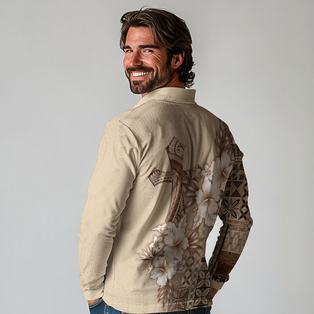 Samoa AIGA Mamanu Siapo Malu Motifs Long Sleeve Polo Shirt