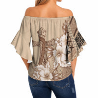 Samoa AIGA Mamanu Siapo Malu Motifs Off Shoulder Wrap Waist Top