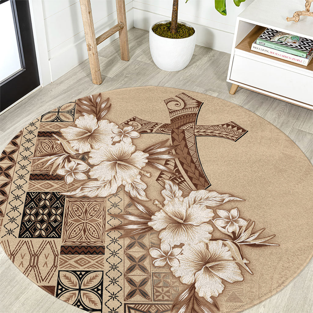 Samoa AIGA Mamanu Siapo Malu Motifs Round Carpet