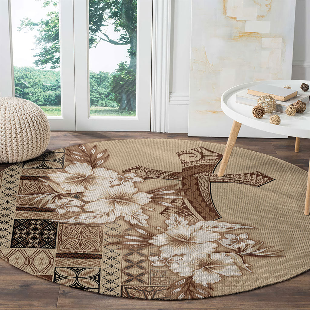 Samoa AIGA Mamanu Siapo Malu Motifs Round Carpet