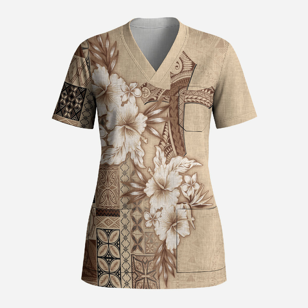 Samoa AIGA Mamanu Siapo Malu Motifs Scrub Top