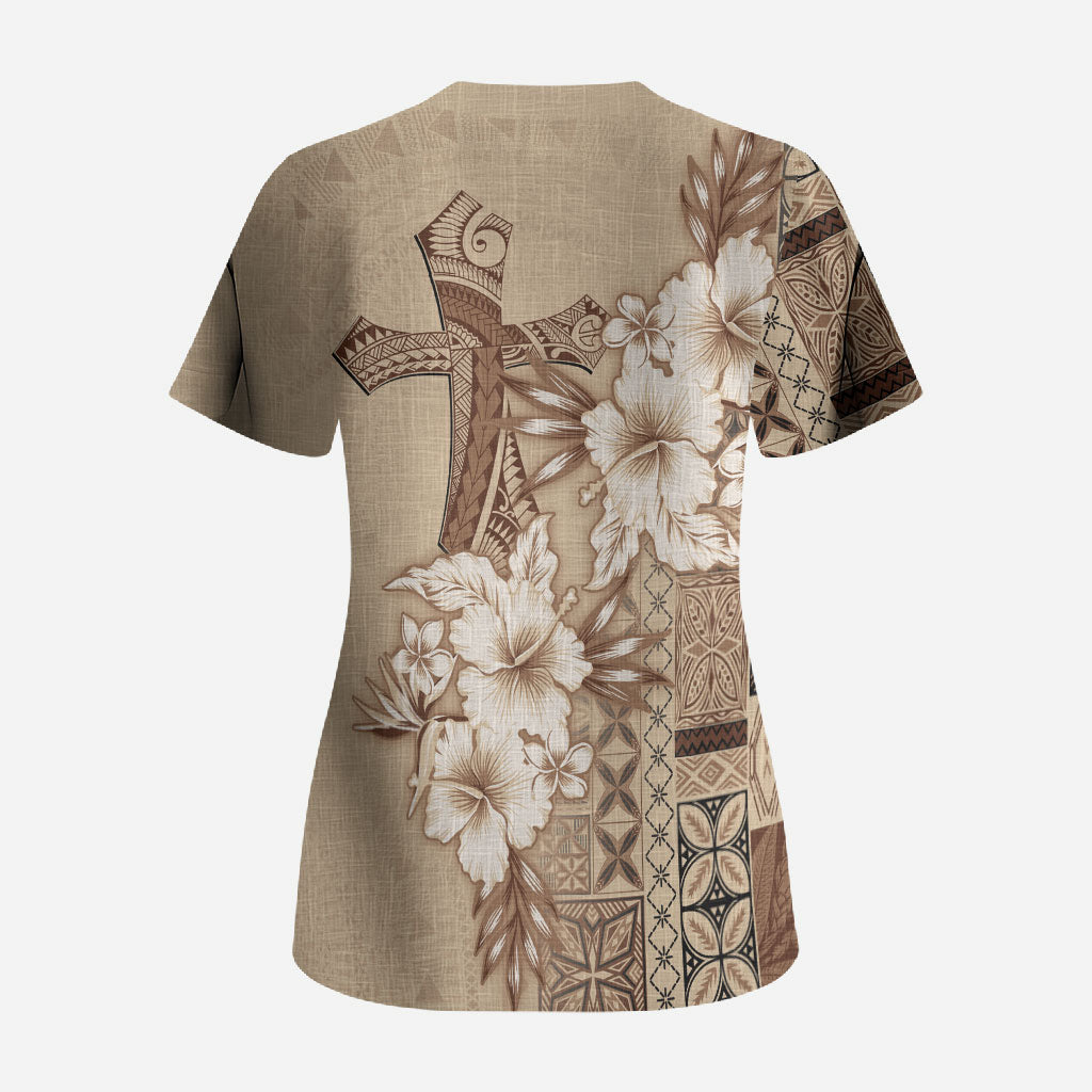 Samoa AIGA Mamanu Siapo Malu Motifs Scrub Top