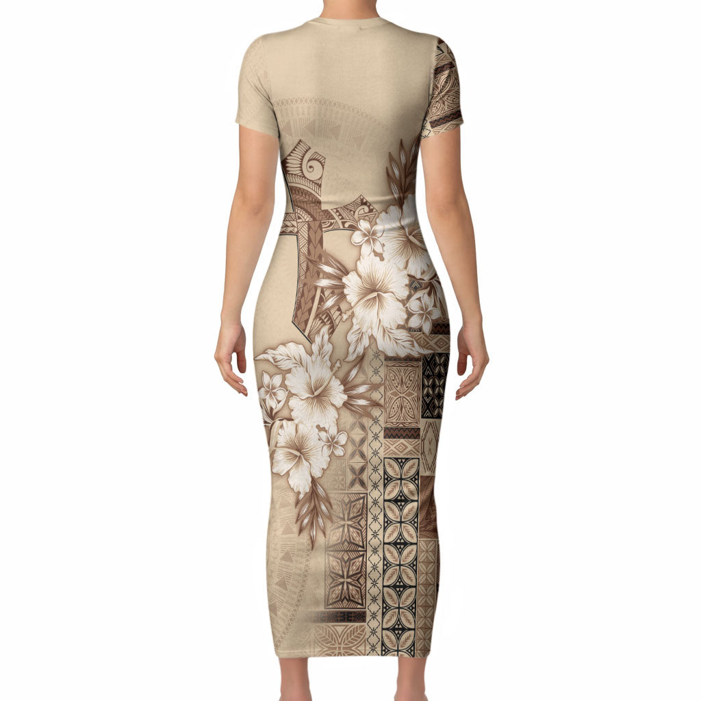 Samoa AIGA Mamanu Siapo Malu Motifs Short Sleeve Bodycon Dress