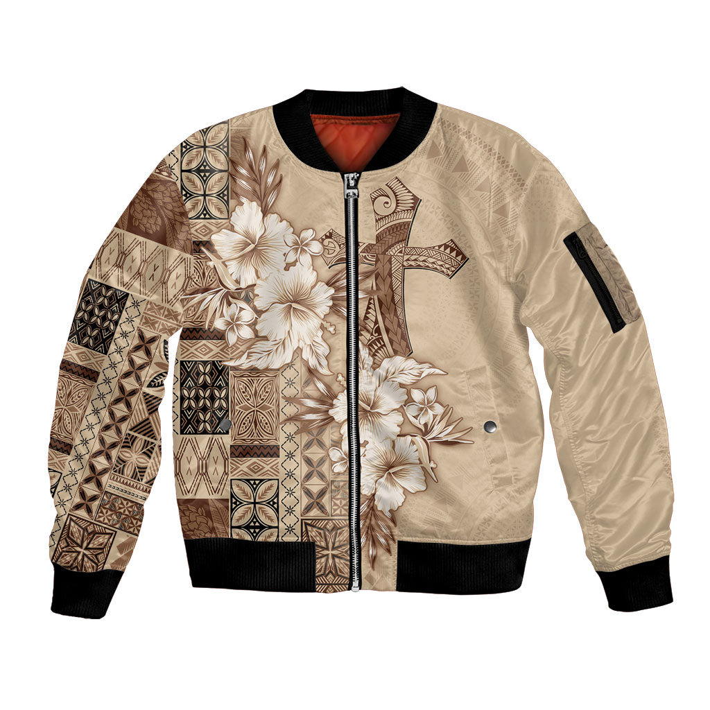 Samoa AIGA Mamanu Siapo Malu Motifs Sleeve Zip Bomber Jacket
