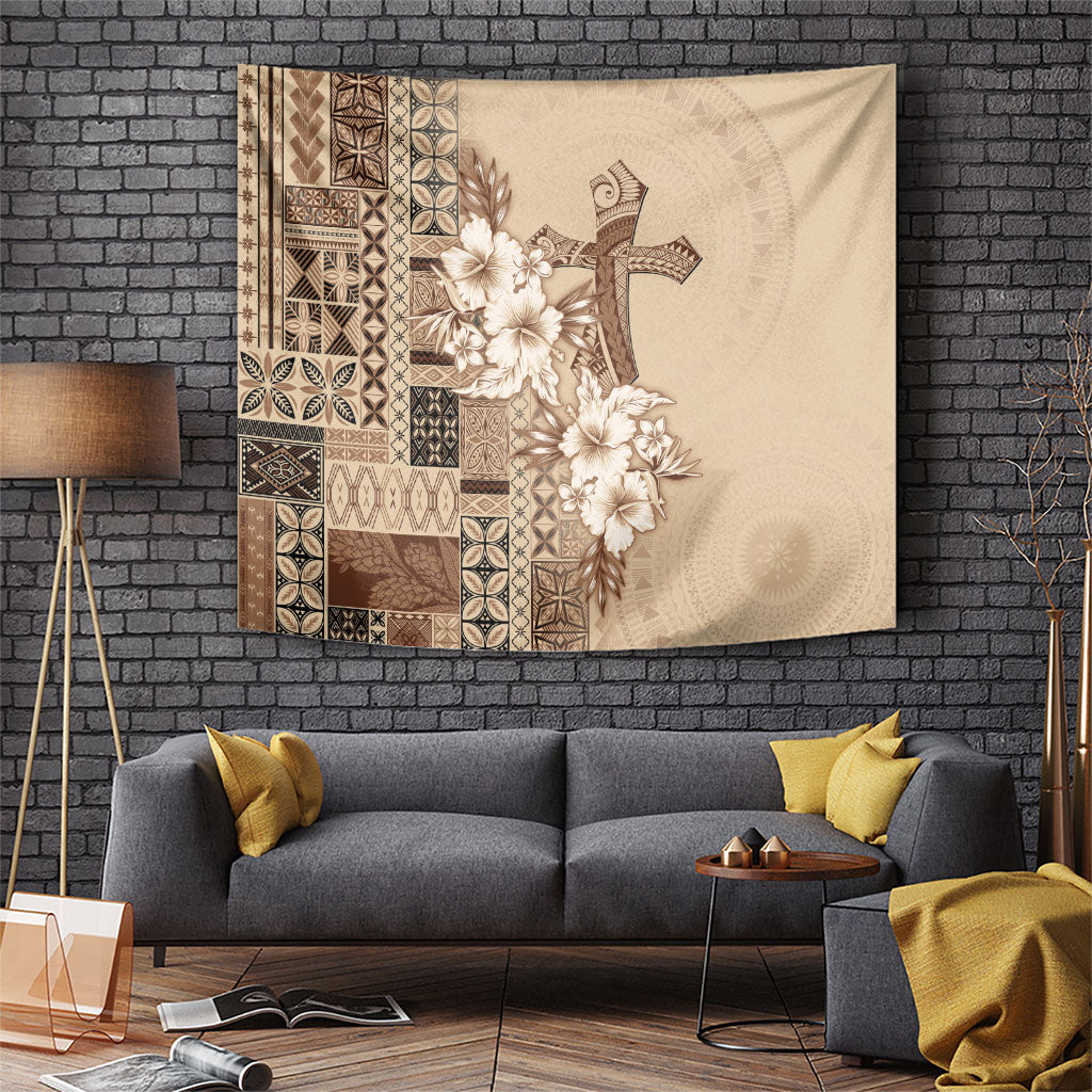 Samoa AIGA Mamanu Siapo Malu Motifs Tapestry LT7 Beige - Polynesian Pride