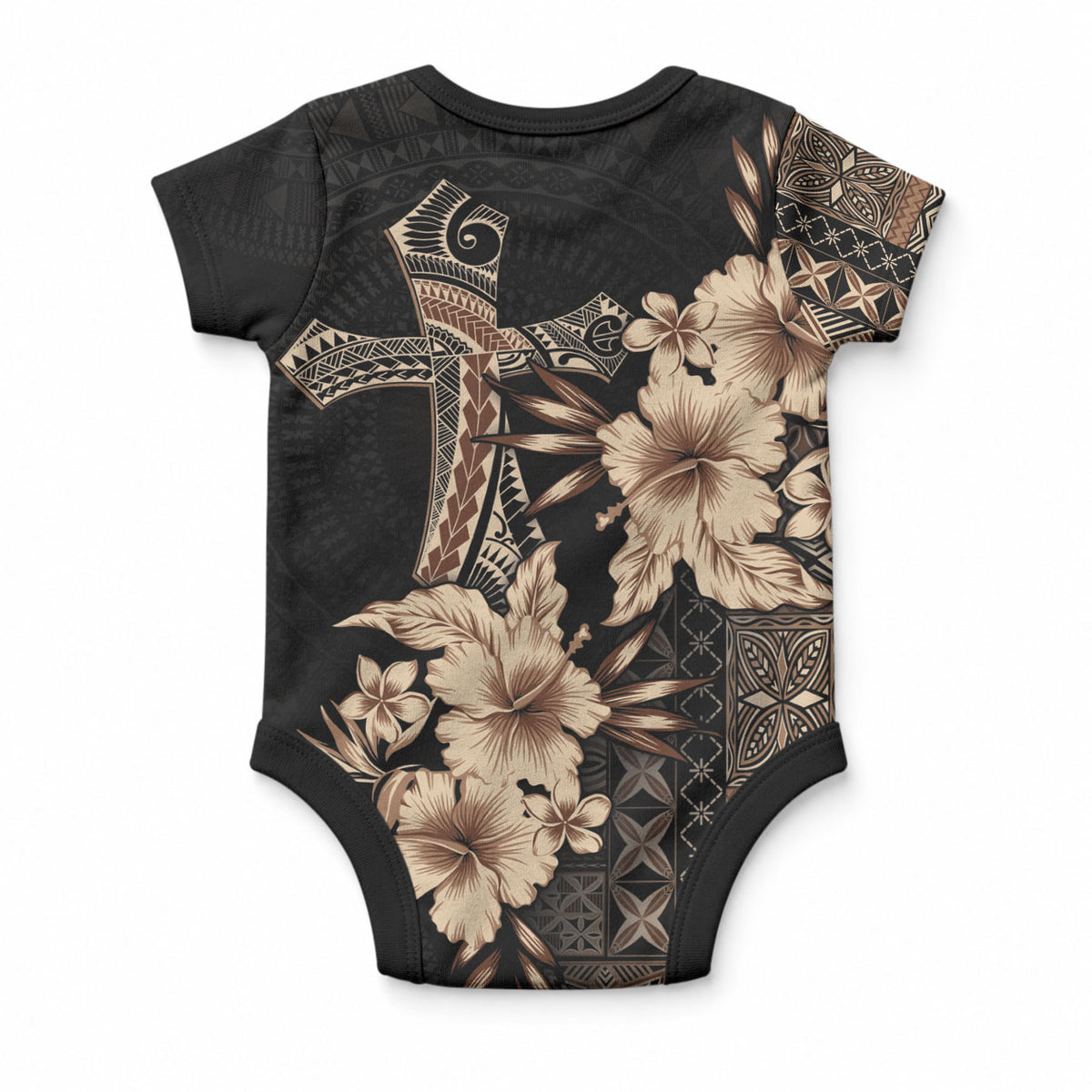 Samoa AIGA Mamanu Siapo Malu Motifs Baby Onesie Black Ver