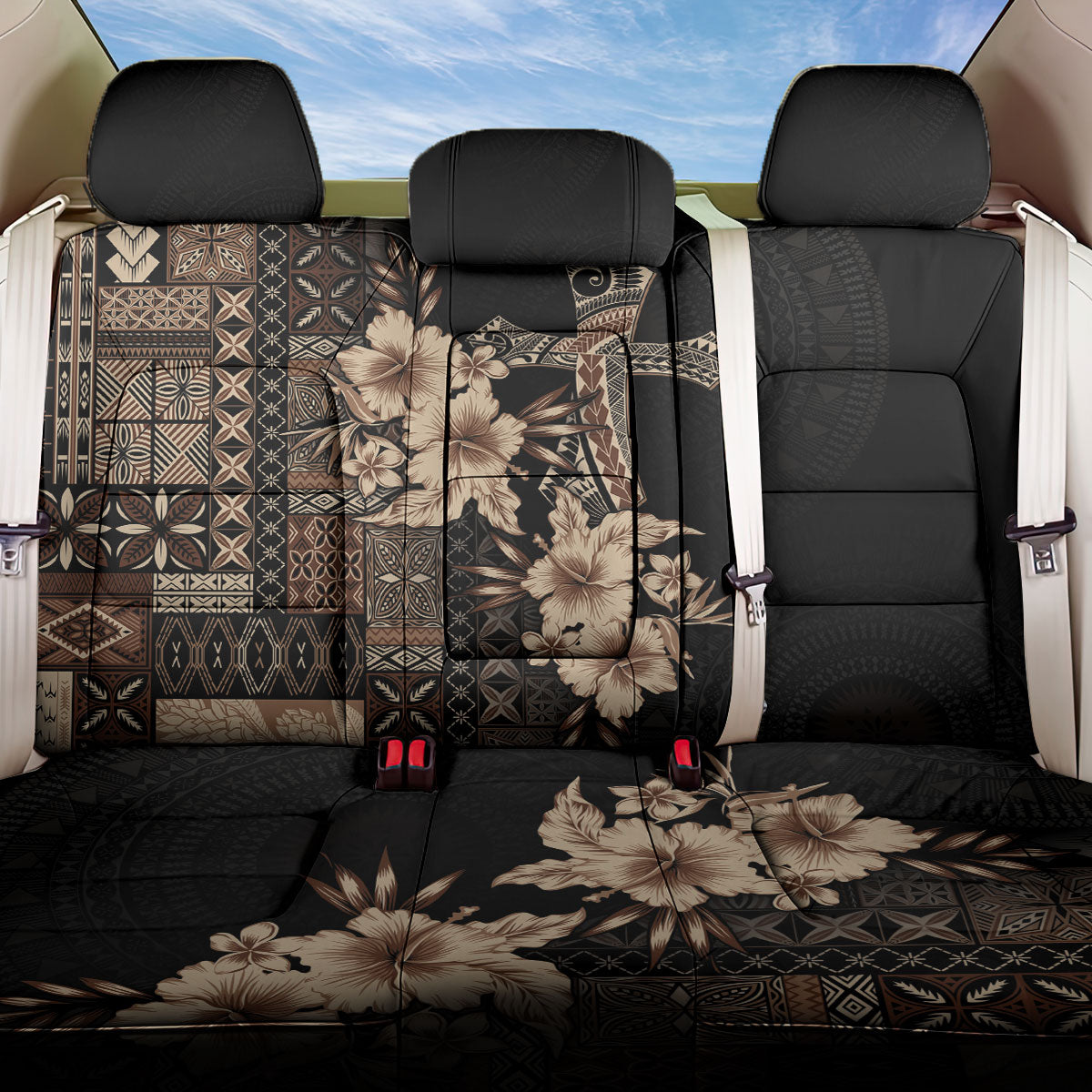 Samoa AIGA Mamanu Siapo Malu Motifs Back Car Seat Cover Black Ver
