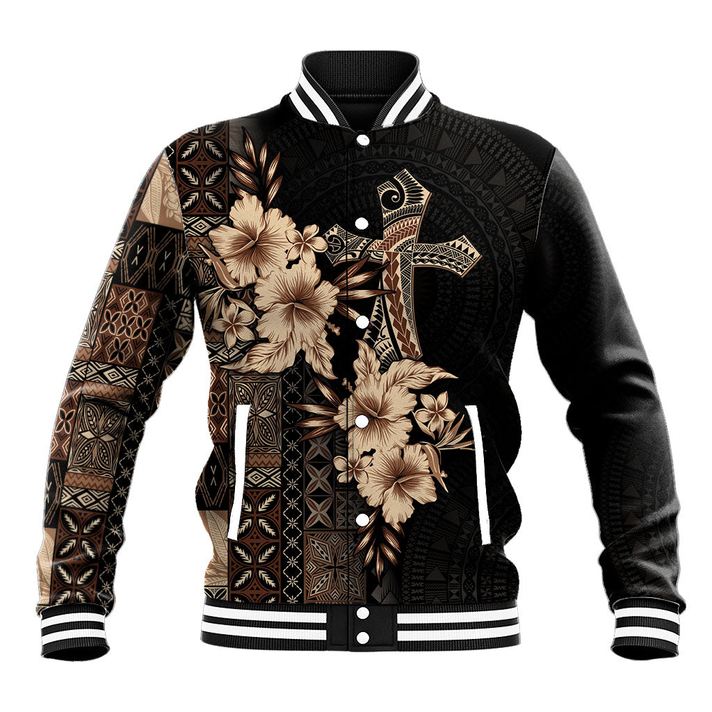 Samoa AIGA Mamanu Siapo Malu Motifs Baseball Jacket Black Ver