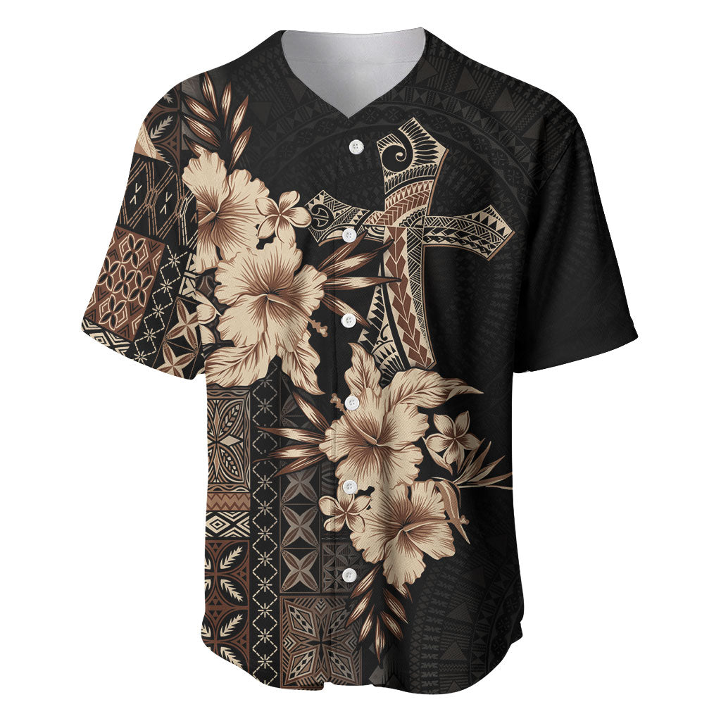 Samoa AIGA Mamanu Siapo Malu Motifs Baseball Jersey Black Ver LT7 Black - Polynesian Pride