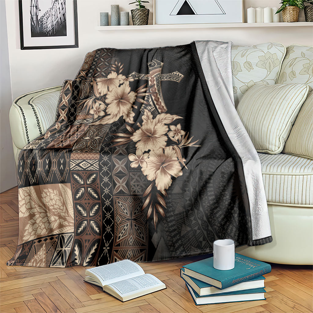 Samoa AIGA Mamanu Siapo Malu Motifs Blanket Black Ver LT7 Black - Polynesian Pride