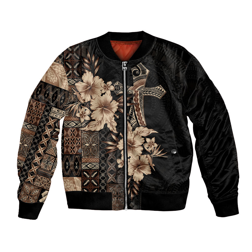 Samoa AIGA Mamanu Siapo Malu Motifs Bomber Jacket Black Ver