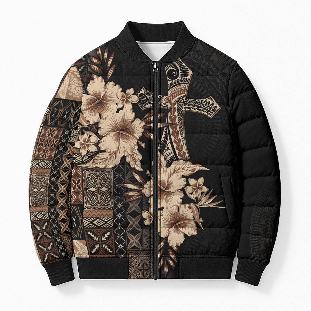 Samoa AIGA Mamanu Siapo Malu Motifs Bomber Puffer Jacket Black Ver LT7 Unisex Black - Polynesian Pride