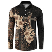 Samoa AIGA Mamanu Siapo Malu Motifs Button Sweatshirt Black Ver