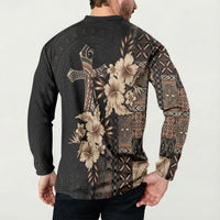 Samoa AIGA Mamanu Siapo Malu Motifs Button Sweatshirt Black Ver