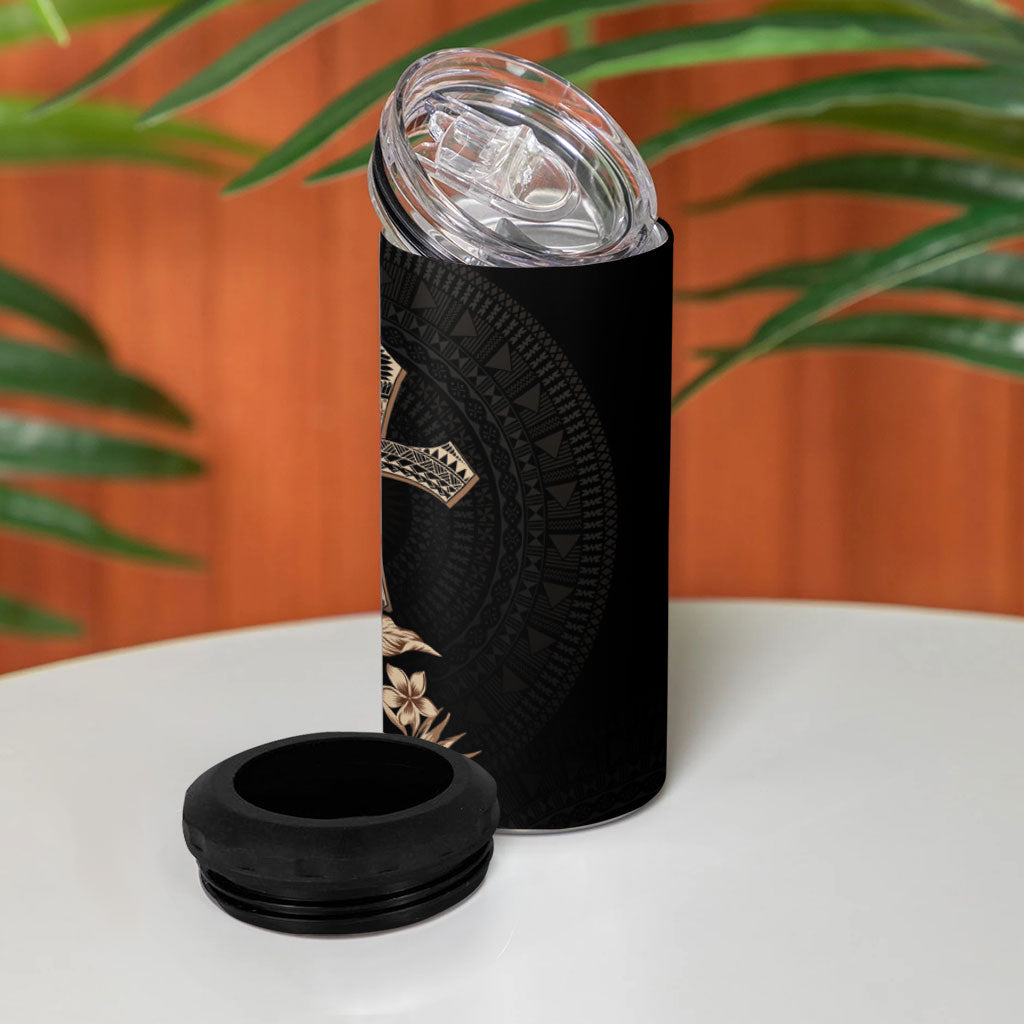 Samoa AIGA Mamanu Siapo Malu Motifs 4 in 1 Can Cooler Tumbler Black Ver