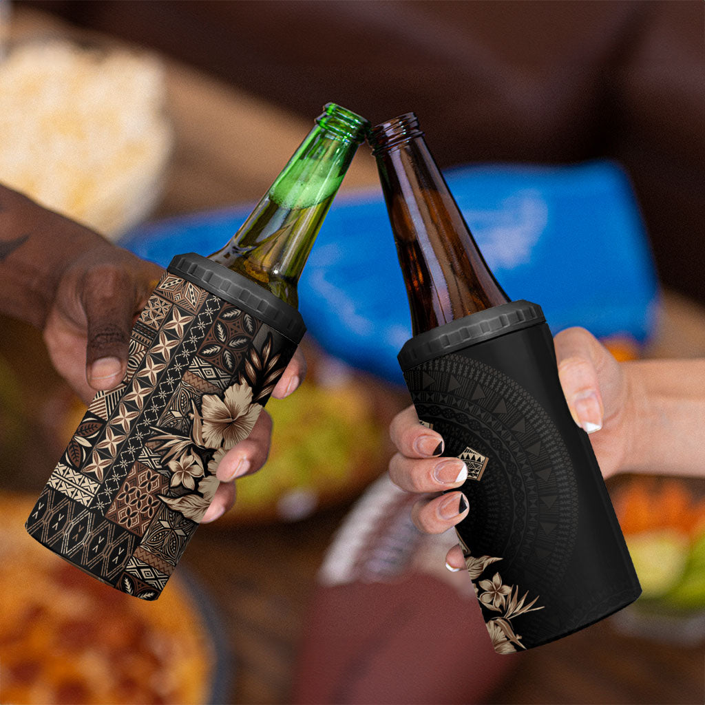 Samoa AIGA Mamanu Siapo Malu Motifs 4 in 1 Can Cooler Tumbler Black Ver