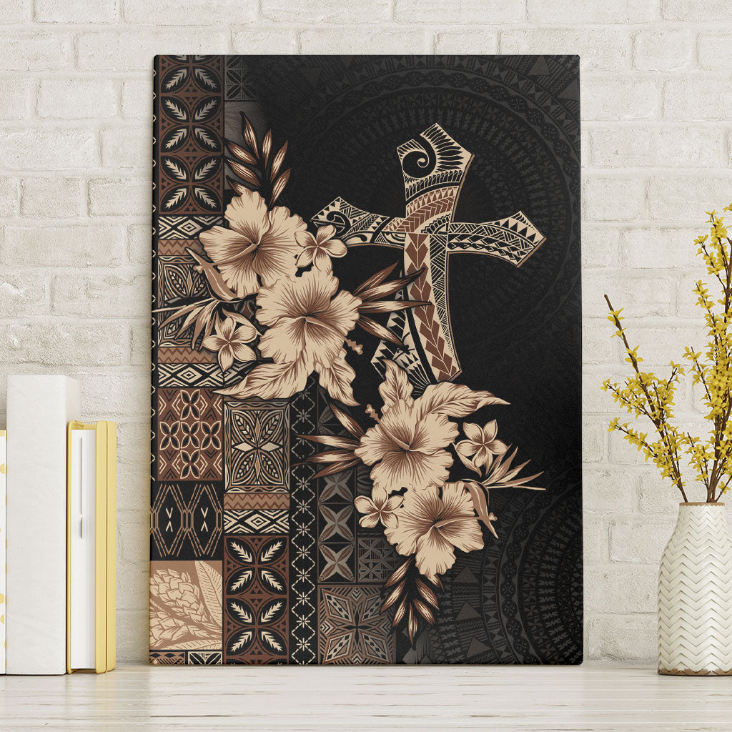 Samoa AIGA Mamanu Siapo Malu Motifs Canvas Wall Art Black Ver LT7 Without Frame Black - Polynesian Pride