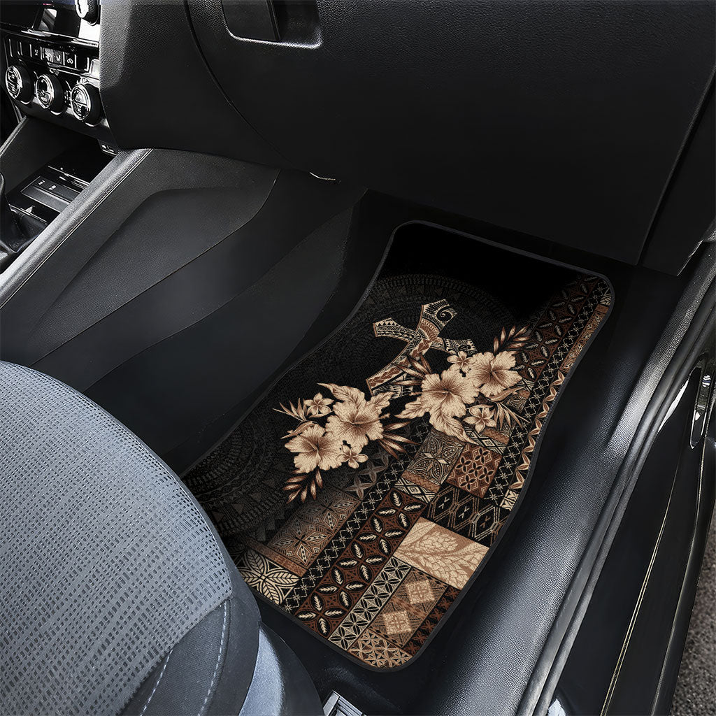Samoa AIGA Mamanu Siapo Malu Motifs Car Mats Black Ver