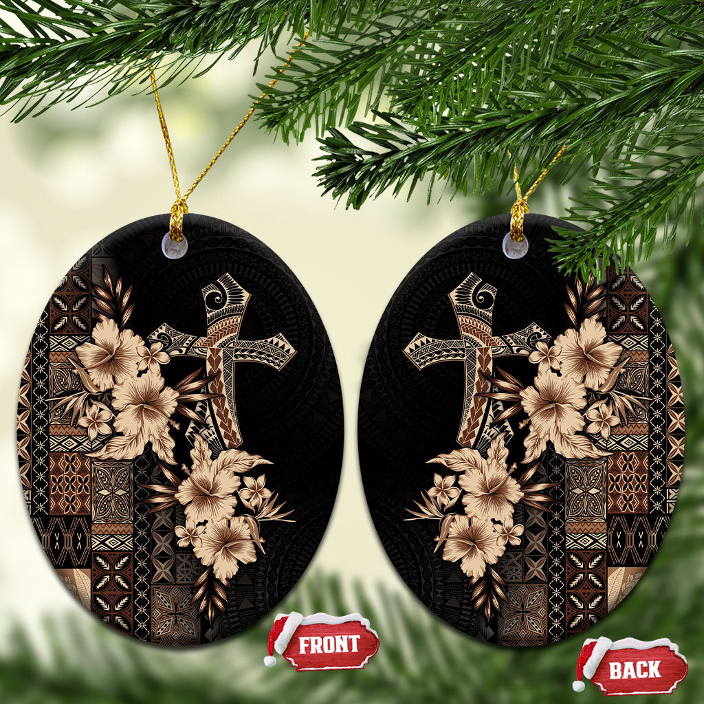 Samoa AIGA Mamanu Siapo Malu Motifs Ceramic Ornament Black Ver