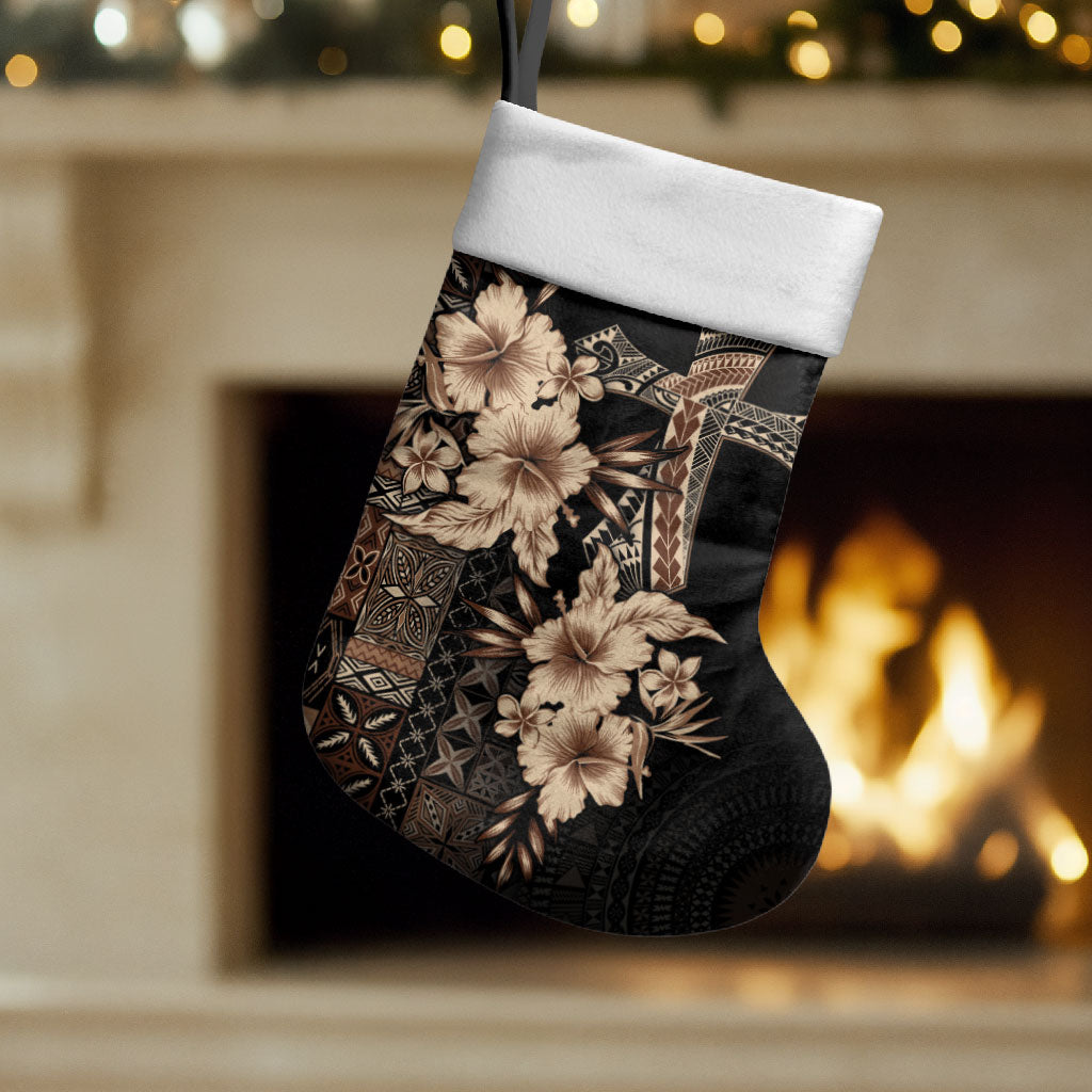 Samoa AIGA Mamanu Siapo Malu Motifs Christmas Stocking Black Ver LT7 Set of 2 Black - Polynesian Pride
