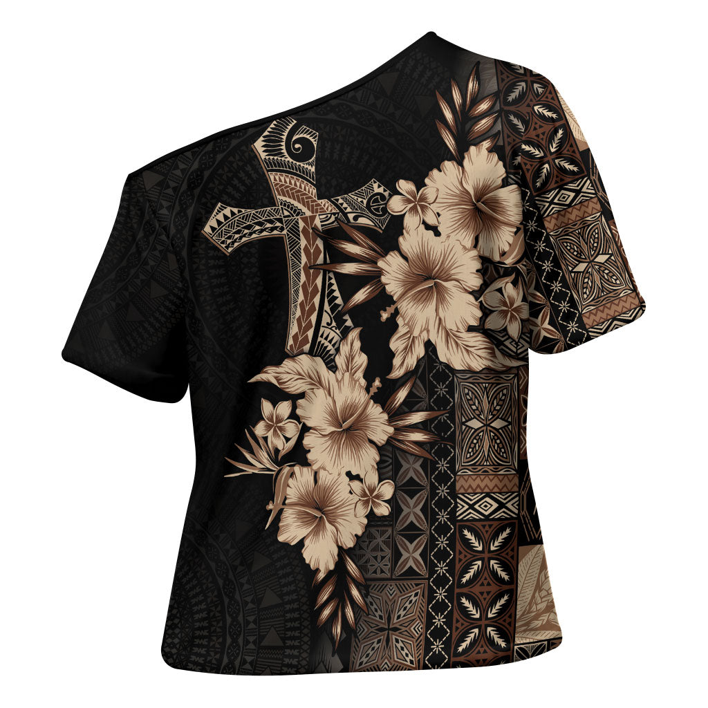 Samoa AIGA Mamanu Siapo Malu Motifs Cross Shoulder Shirt Black Ver