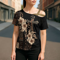 Samoa AIGA Mamanu Siapo Malu Motifs Cross Shoulder Shirt Black Ver