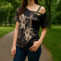 Samoa AIGA Mamanu Siapo Malu Motifs Cross Shoulder Shirt Black Ver