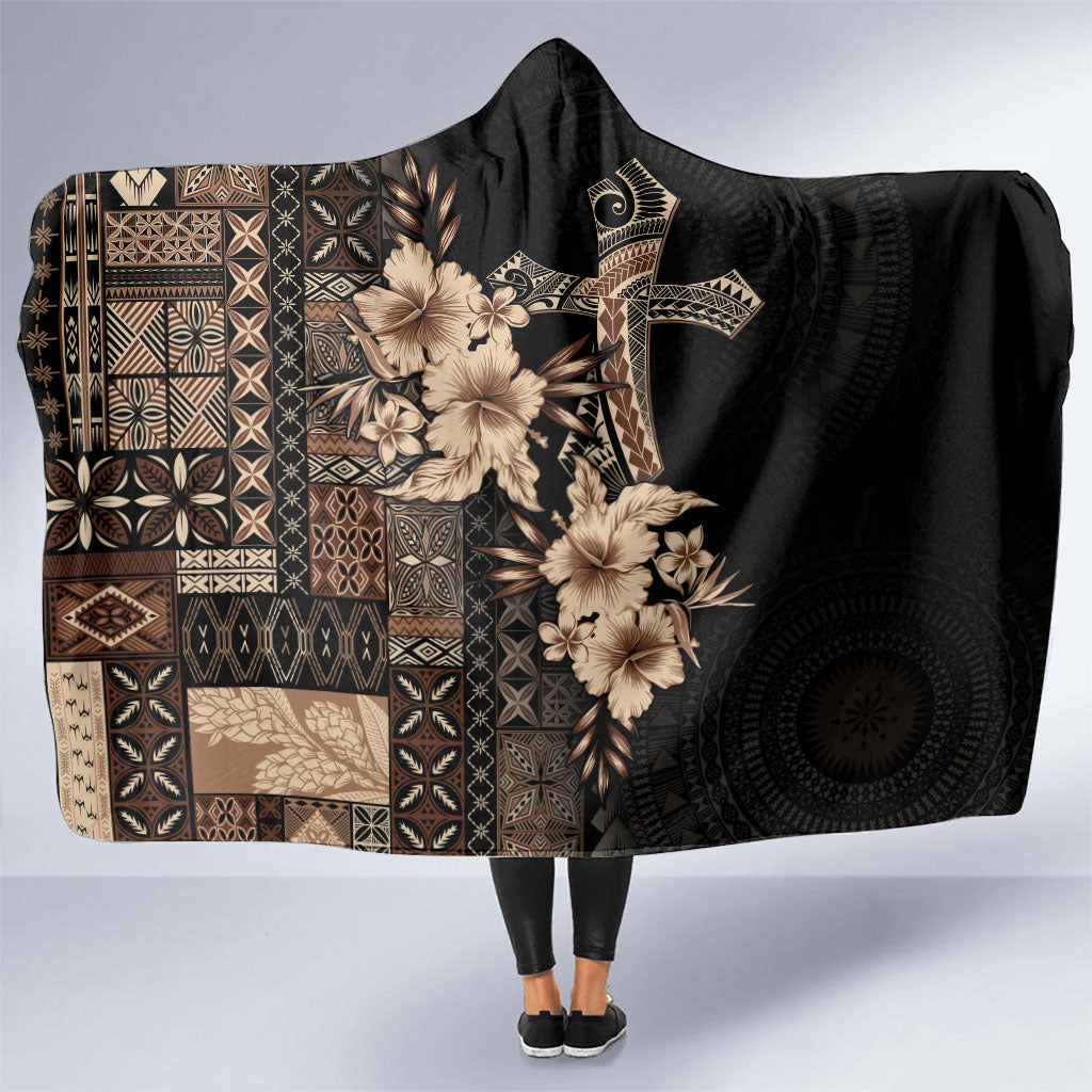 Samoa AIGA Mamanu Siapo Malu Motifs Hooded Blanket Black Ver