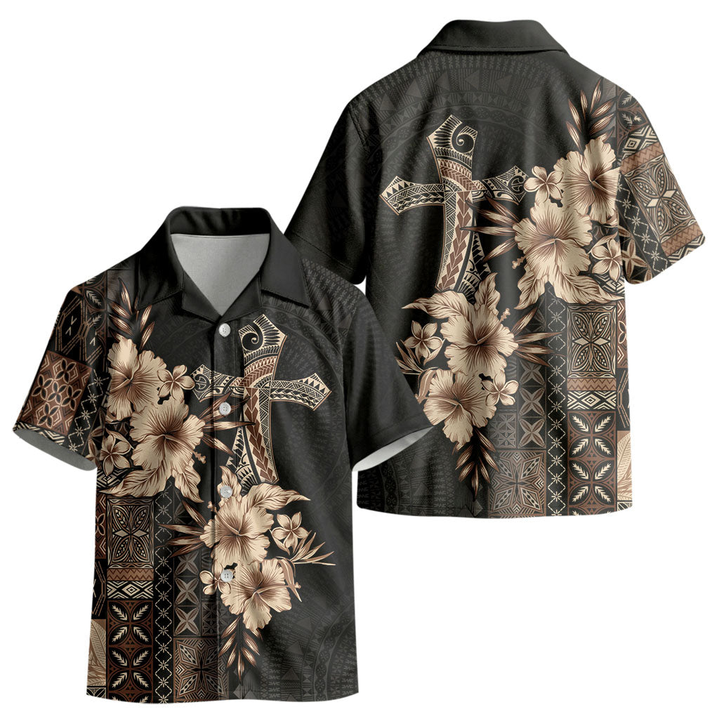 Samoa AIGA Mamanu Siapo Malu Motifs Kid Hawaiian Shirt Black Ver