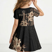 Samoa AIGA Mamanu Siapo Malu Motifs Kid Short Sleeve Dress Black Ver