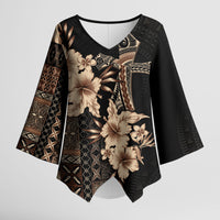 Samoa AIGA Mamanu Siapo Malu Motifs Kimono Sleeve Blouse Black Ver