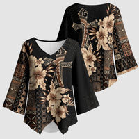 Samoa AIGA Mamanu Siapo Malu Motifs Kimono Sleeve Blouse Black Ver