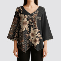 Samoa AIGA Mamanu Siapo Malu Motifs Kimono Sleeve Blouse Black Ver