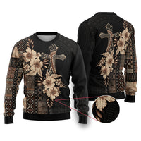 Samoa AIGA Mamanu Siapo Malu Motifs Ugly Christmas Sweater Black Ver