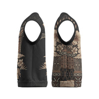 Samoa AIGA Mamanu Siapo Malu Motifs Christmas Knitted V-Neck Vest Black Ver
