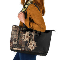 Samoa AIGA Mamanu Siapo Malu Motifs Leather Tote Bag Black Ver