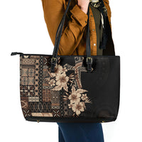 Samoa AIGA Mamanu Siapo Malu Motifs Leather Tote Bag Black Ver