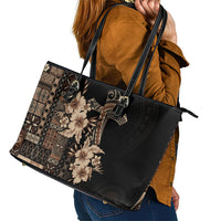 Samoa AIGA Mamanu Siapo Malu Motifs Leather Tote Bag Black Ver