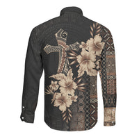 Samoa AIGA Mamanu Siapo Malu Motifs Long Sleeve Button Shirt Black Ver