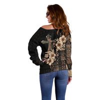 Samoa AIGA Mamanu Siapo Malu Motifs Off Shoulder Sweater Black Ver