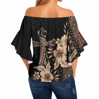 Samoa AIGA Mamanu Siapo Malu Motifs Off Shoulder Wrap Waist Top Black Ver