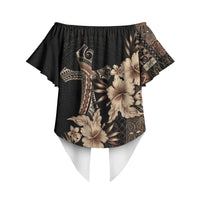 Samoa AIGA Mamanu Siapo Malu Motifs Off Shoulder Wrap Waist Top Black Ver