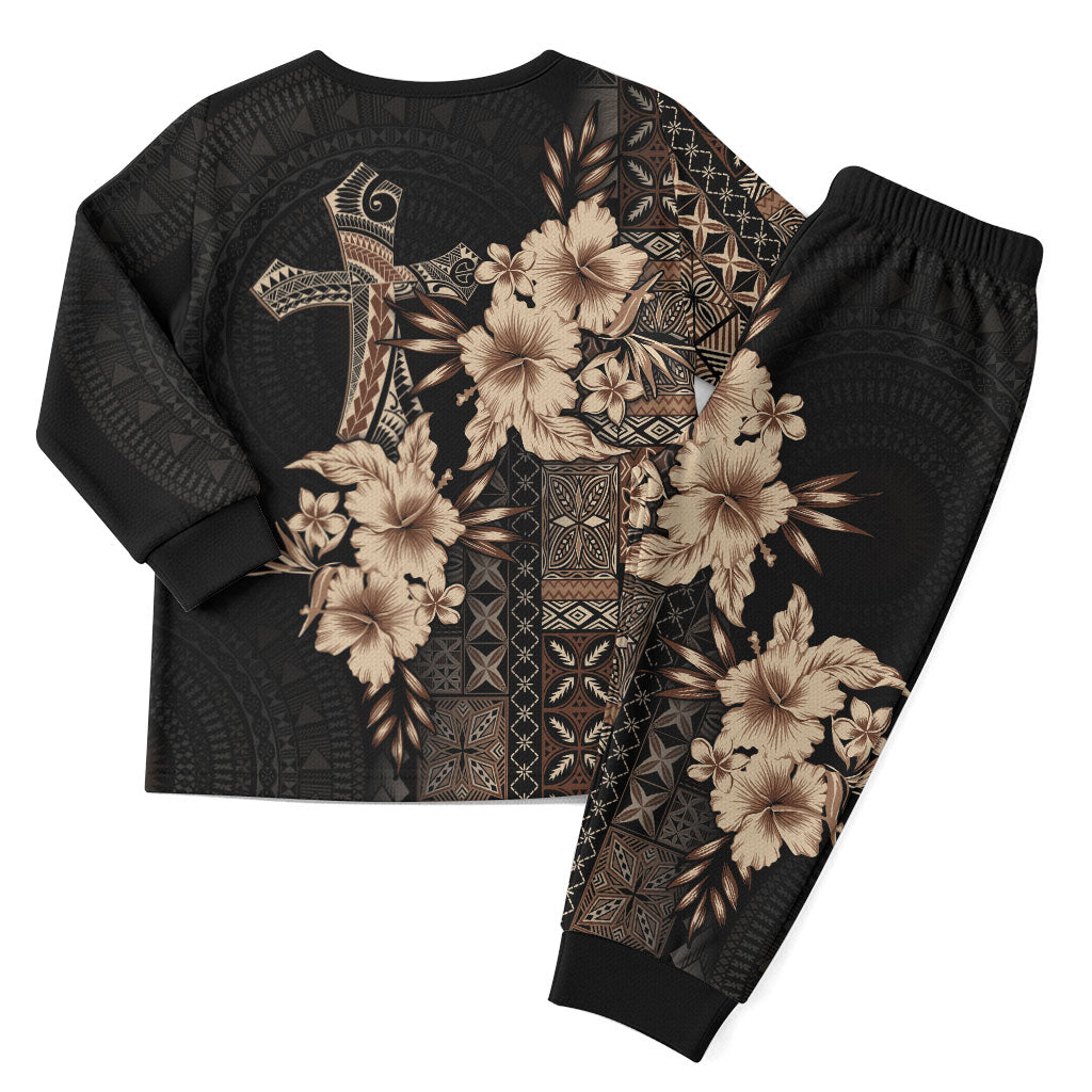 Samoa AIGA Mamanu Siapo Malu Motifs Christmas Pajama Set Black Ver