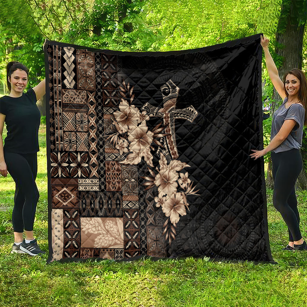 Samoa AIGA Mamanu Siapo Malu Motifs Quilt Black Ver