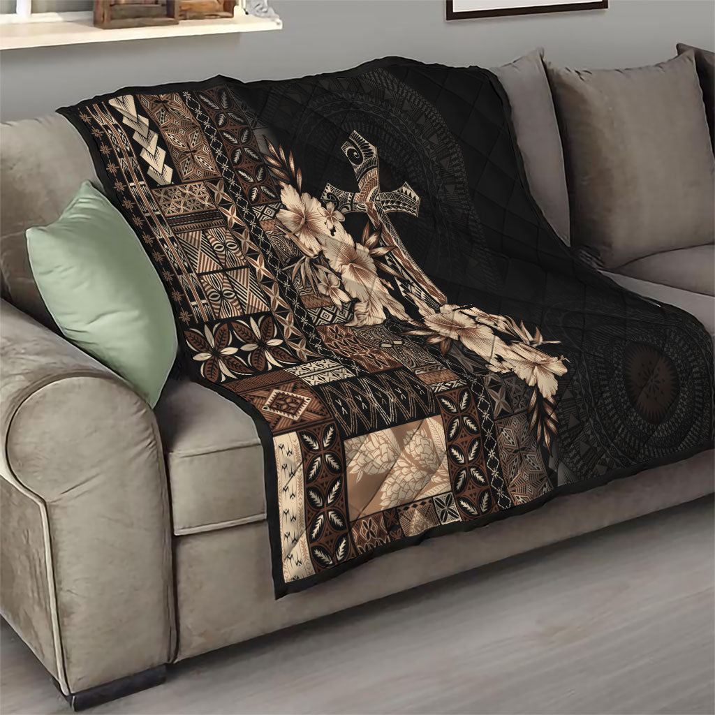 Samoa AIGA Mamanu Siapo Malu Motifs Quilt Black Ver