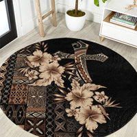 Samoa AIGA Mamanu Siapo Malu Motifs Round Carpet Black Ver