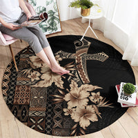 Samoa AIGA Mamanu Siapo Malu Motifs Round Carpet Black Ver