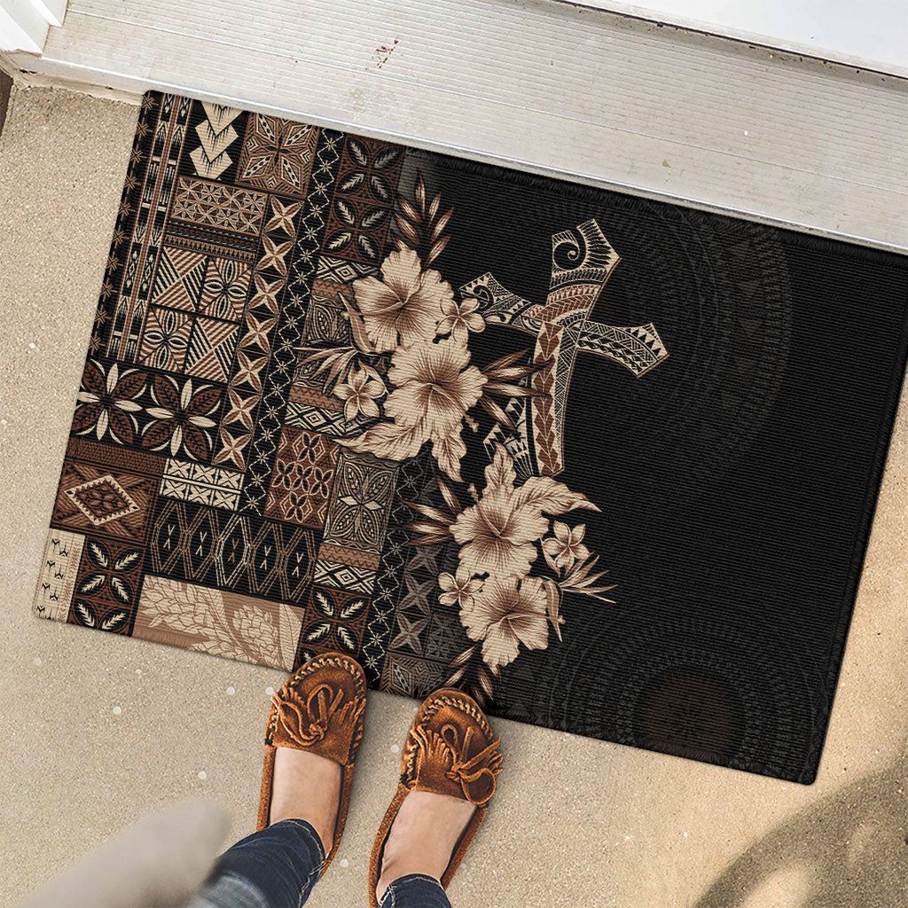 Samoa AIGA Mamanu Siapo Malu Motifs Rubber Doormat Black Ver